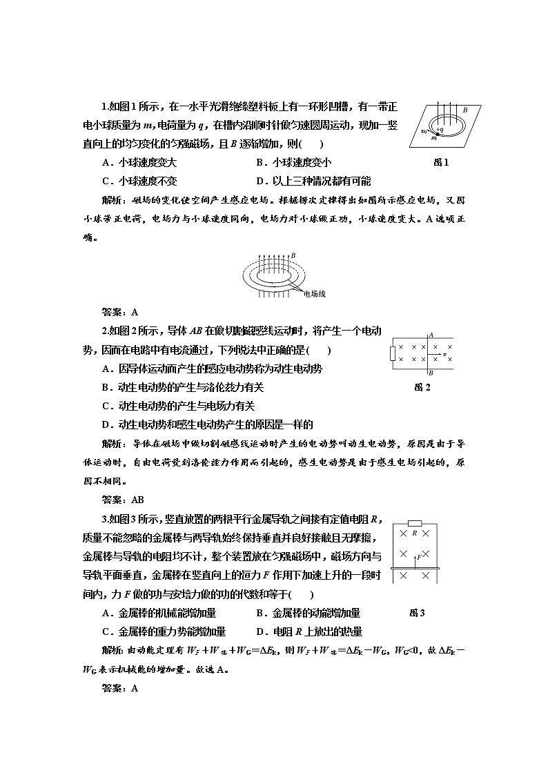 人教版物理选修3-2基础夯实训练-4.5《电磁感应现象的两类情况》第1页