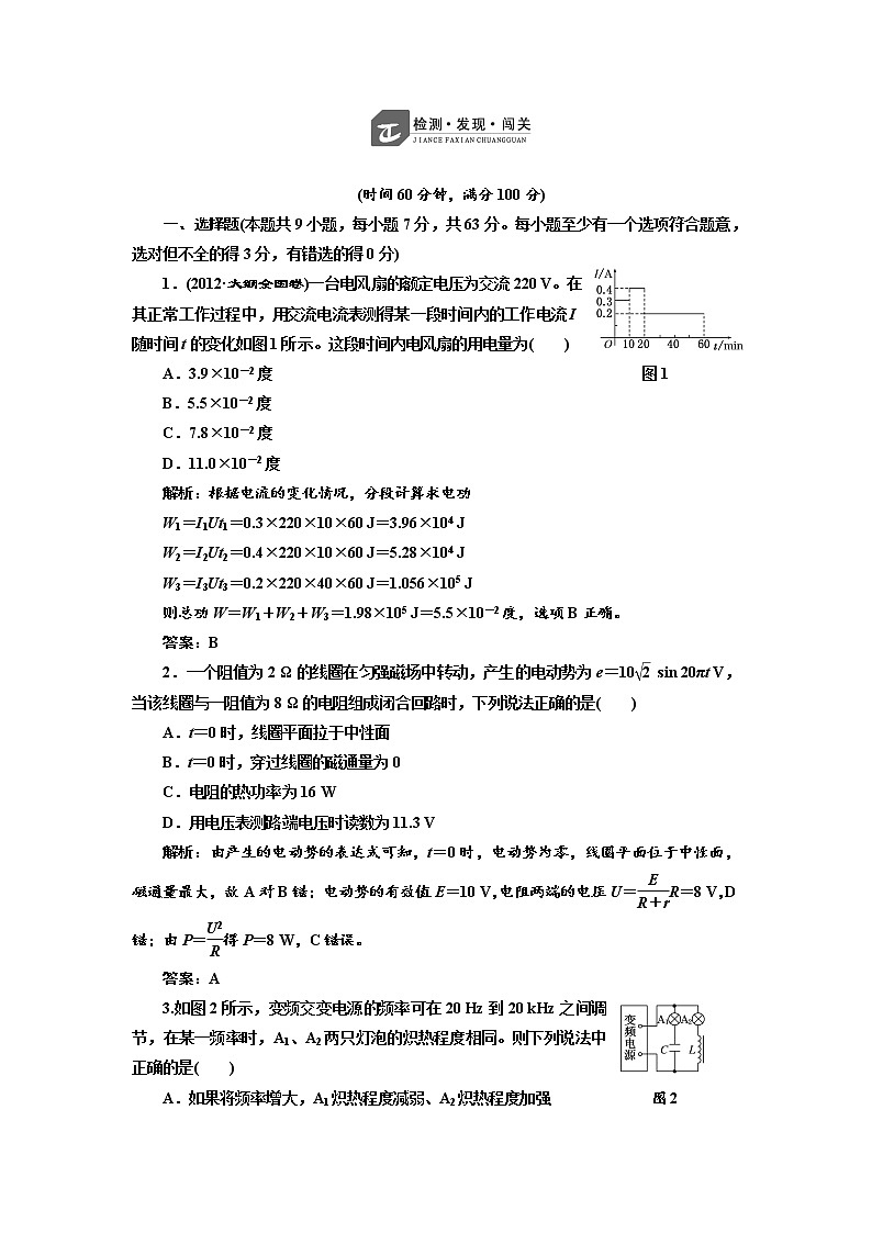 人教版物理选修3-2基础夯实训练-第五章 交变电流01