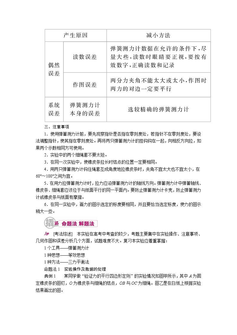 2021届物理一轮复习教案：12.1.3 实验三　验证力的平行四边形定则 Word版含解析03