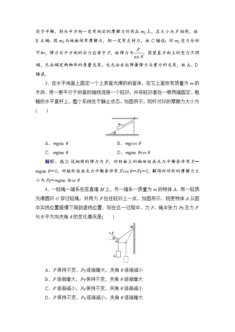 2021高考物理大一轮复习领航检测：第二章　相互作用 章末检测2 Word版含解析02