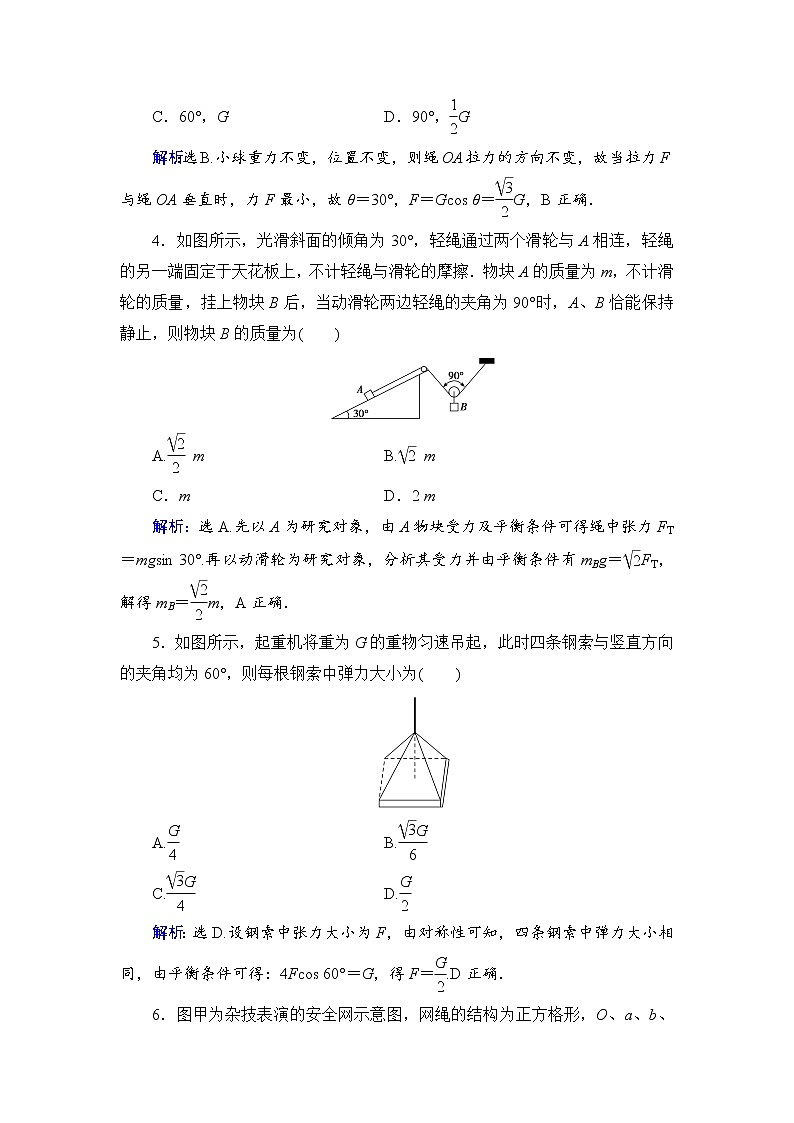 2021高考物理大一轮复习领航检测：第二章　相互作用-第2节 Word版含解析02