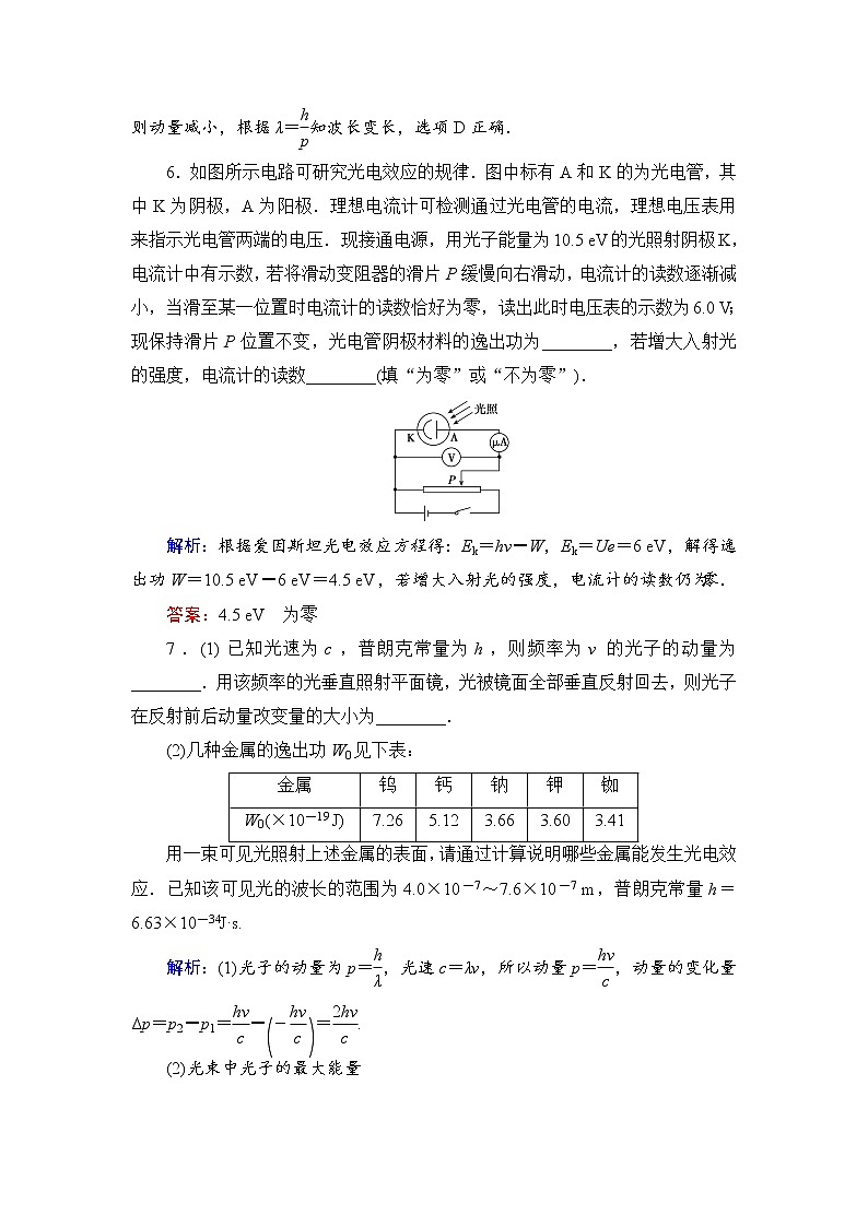 2021高考物理大一轮复习领航检测：第十二章　近代物理初步-第1节 Word版含解析03