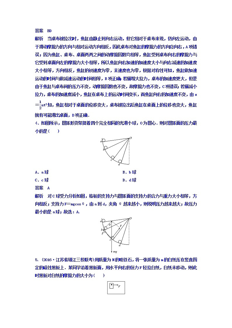 2021高考物理大一轮复习题组层级快练：第二单元 相互作用 作业7 Word版含答案02