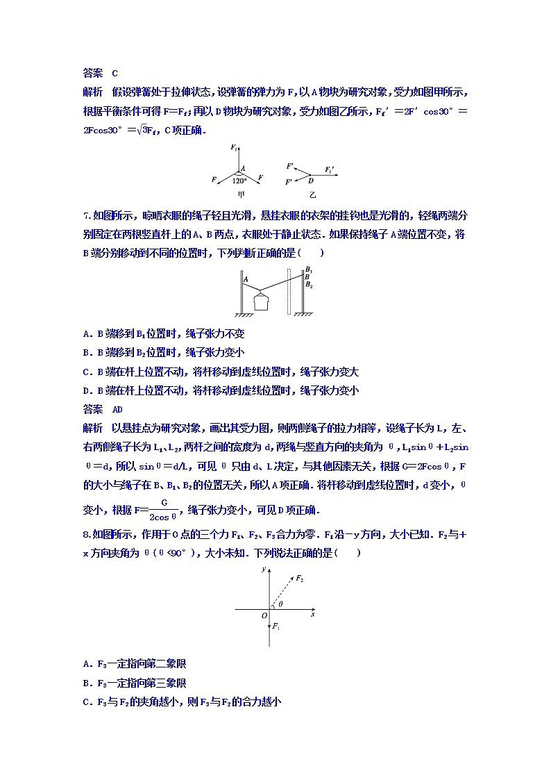 2021高考物理大一轮复习题组层级快练：第二单元 相互作用 作业8 Word版含答案03