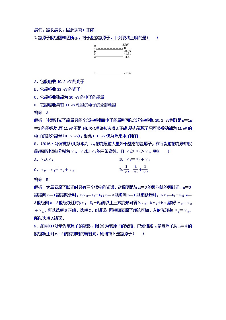 2021高考物理大一轮复习题组层级快练：第十二单元 近代物理初步 作业52 Word版含答案03