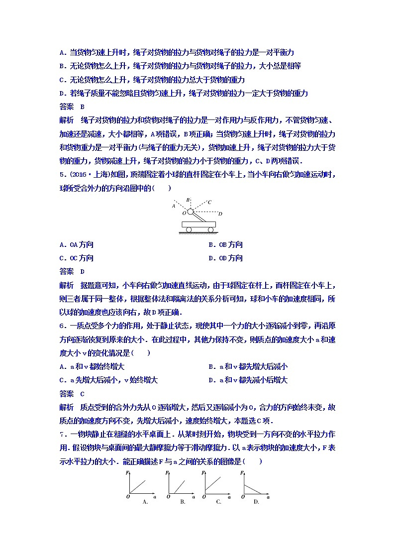 2021高考物理大一轮复习题组层级快练：第三单元 牛顿运动定律 作业12 Word版含答案02