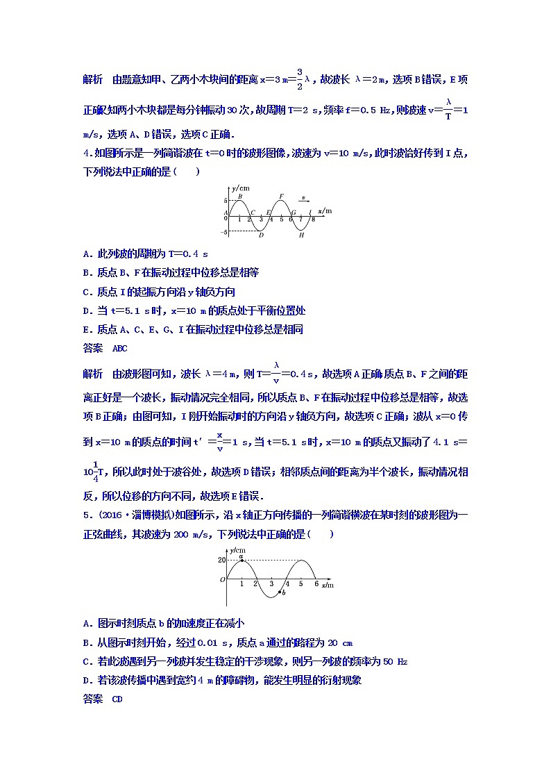 2021高考物理大一轮复习题组层级快练：第十四单元 选修3-4 作业58 Word版含答案02