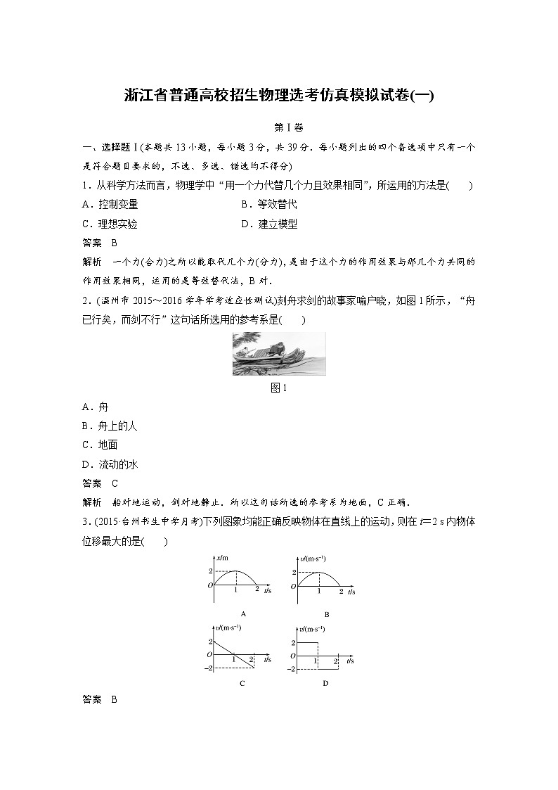 2018版高考物理仿真模拟试卷（一） Word版含解析01