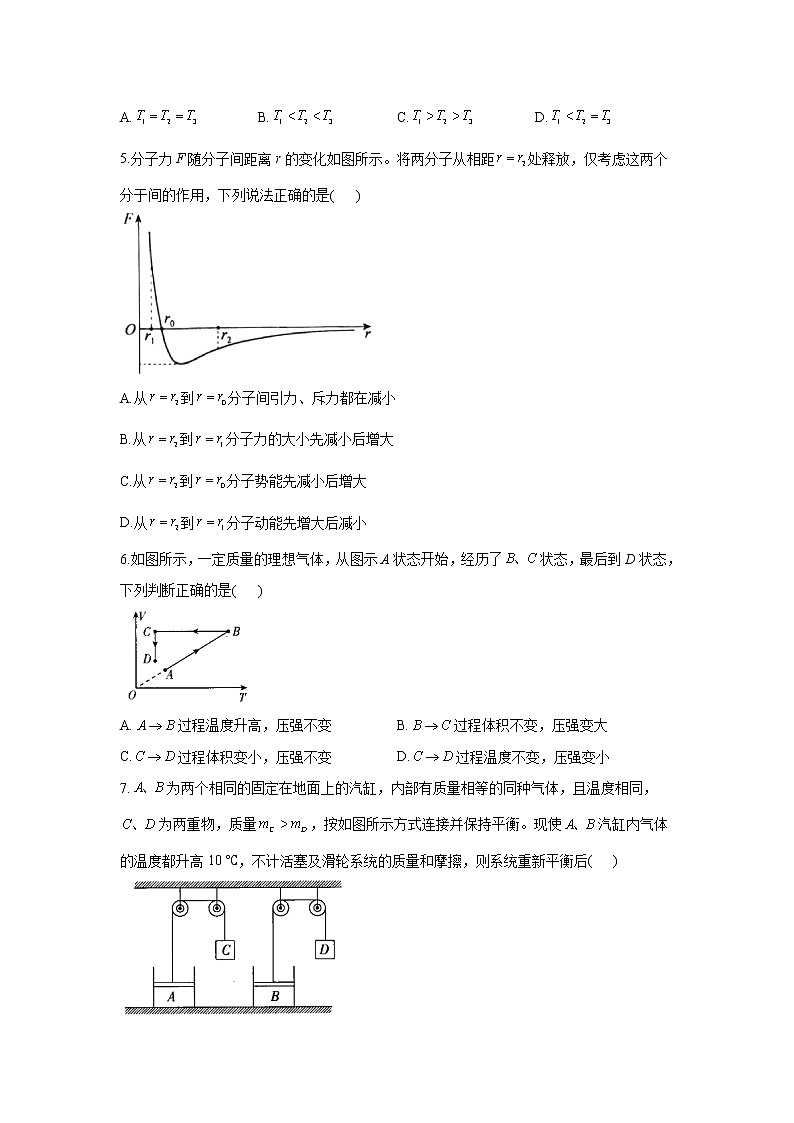 2021届高考物理二轮复习常考题型大通关（新高考）（十九）热学02