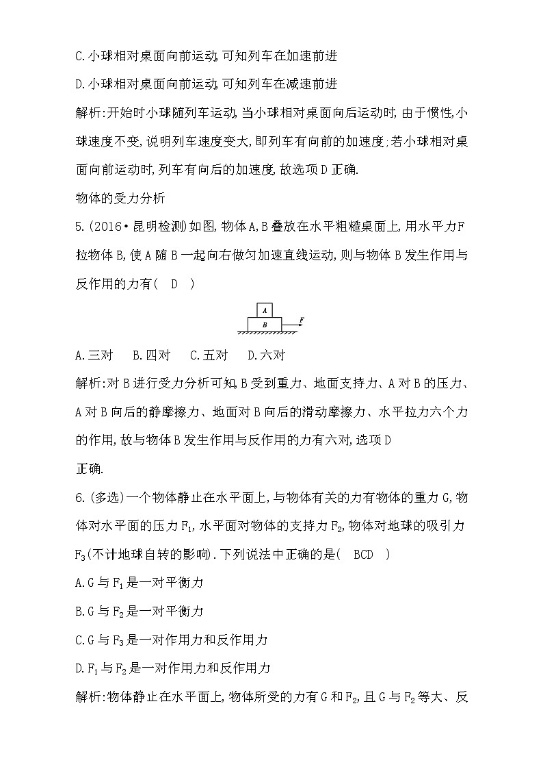 2021届高考物理（全国通用版）大一轮复习检测：第三章 牛顿运动定律 第1课时　牛顿第一定律　牛顿第三定律 Word版含解析03