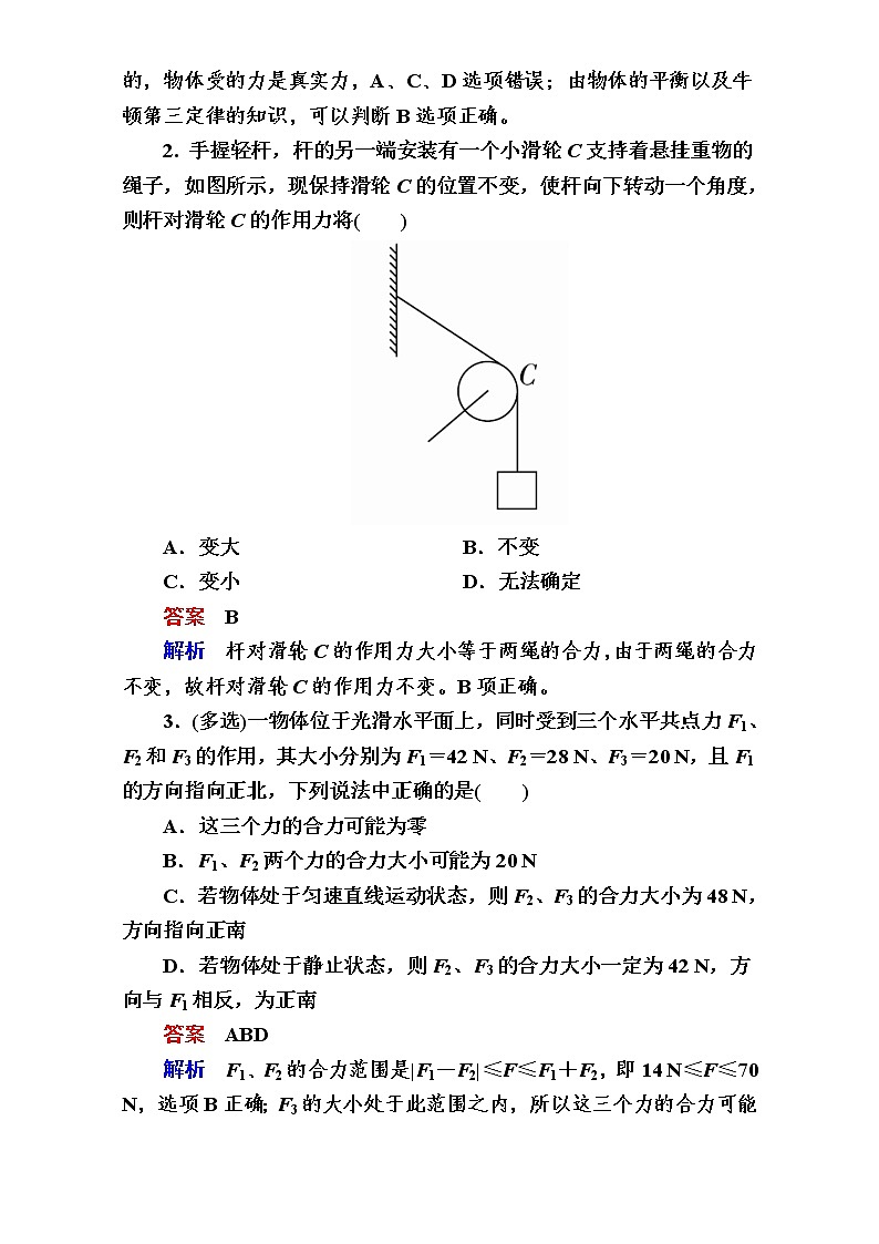 2018年高考考点完全题物理考点通关练：考点6 力的合成与分解 Word版含解析02