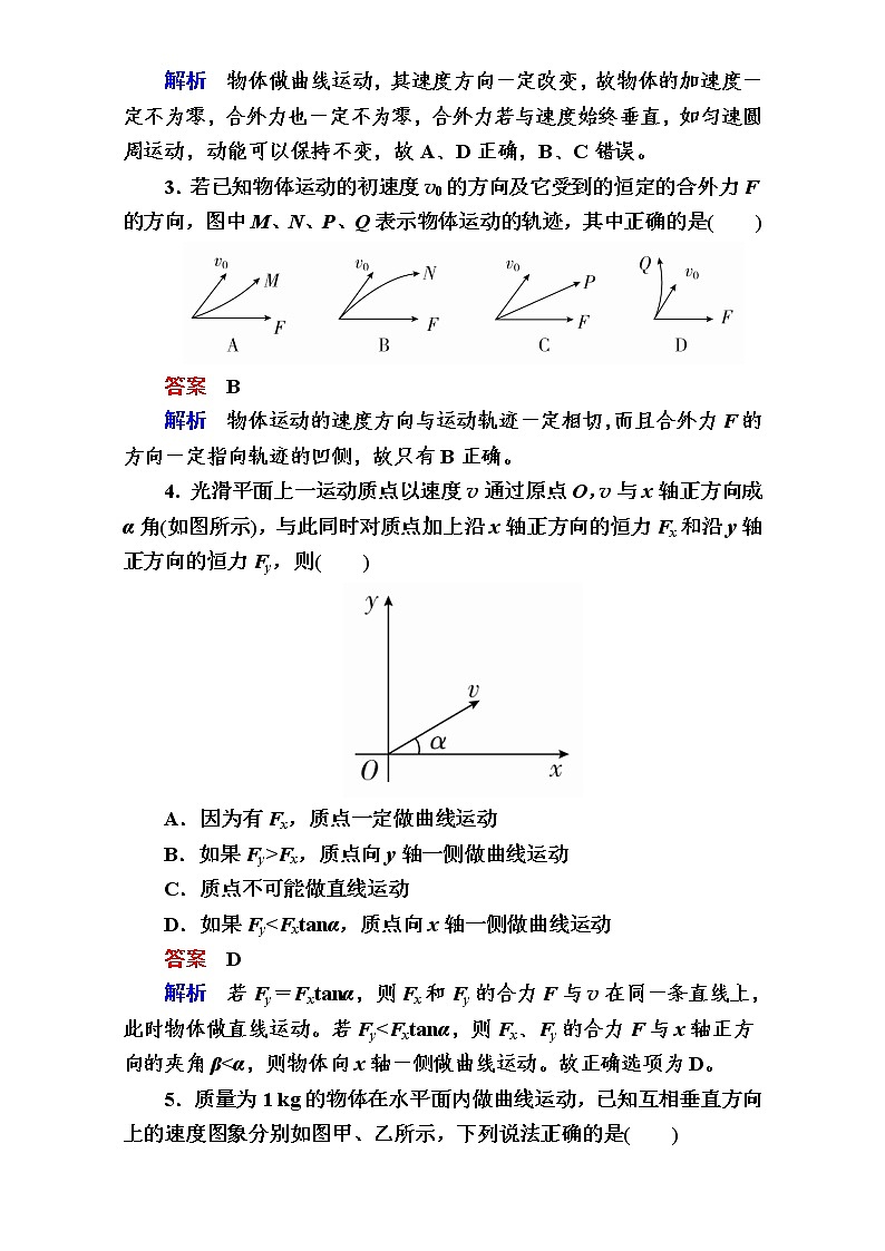 2018年高考考点完全题物理考点通关练：考点13 曲线运动 运动的合成与分解 Word版含解析02