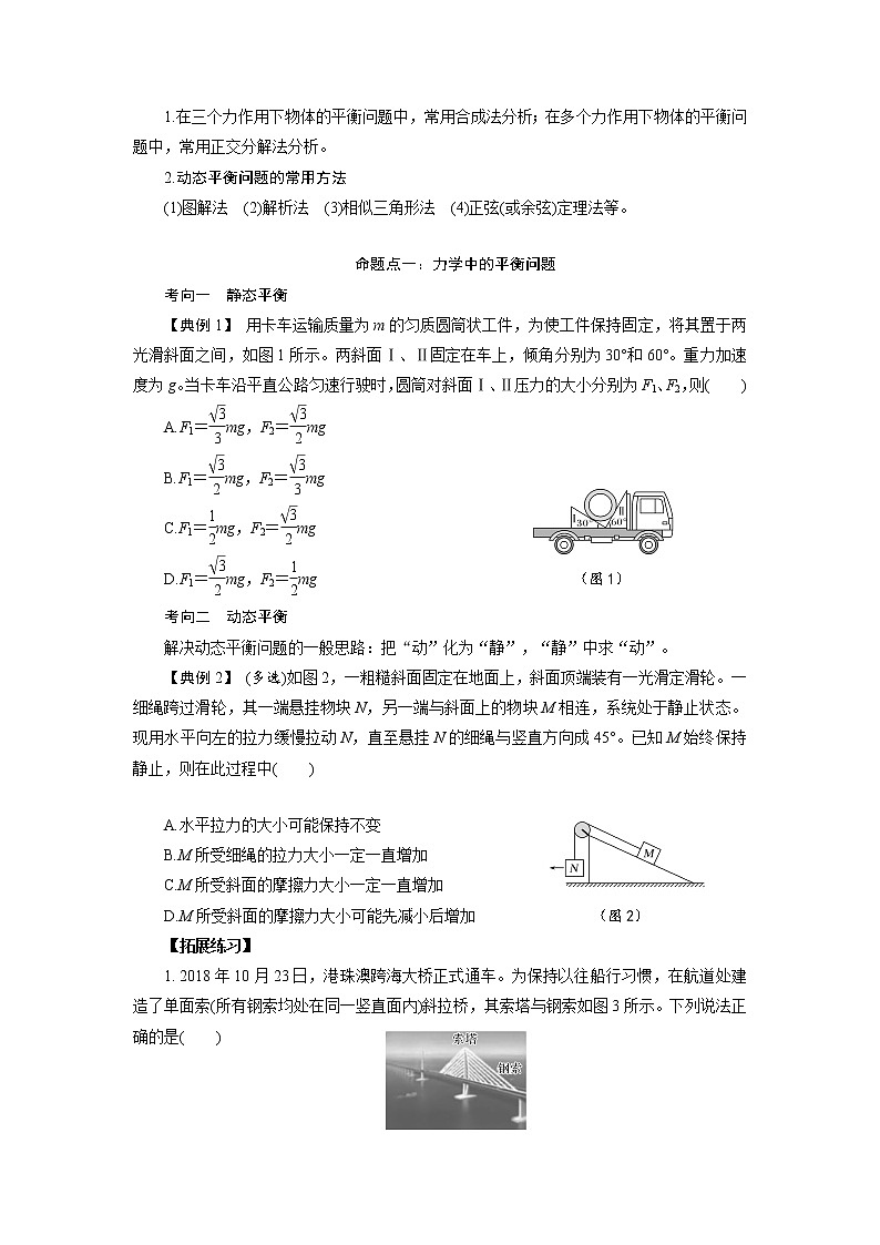 专题01 力与物体的平衡-备战2021届高考物理二轮复习题型专练02