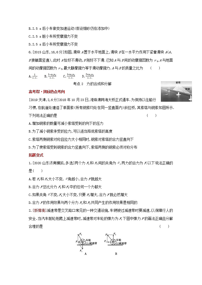 全国版2022高考物理一轮复习专题二相互作用1练习含解析第3页