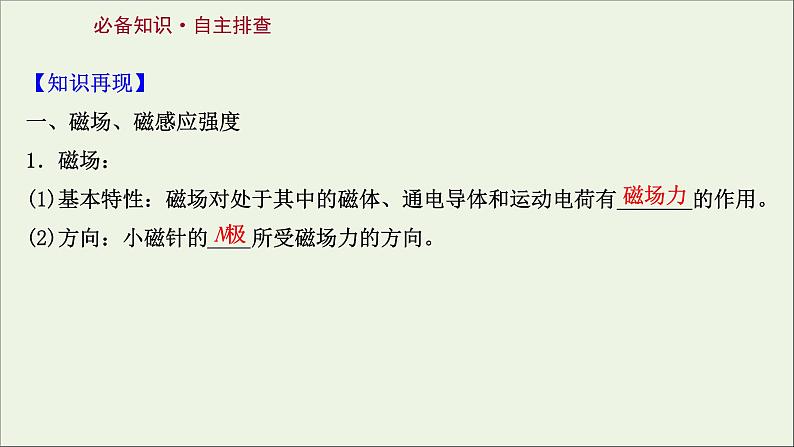 2022届高考物理一轮复习第九章磁场第1讲磁场及其对电流的作用课件新人教版02