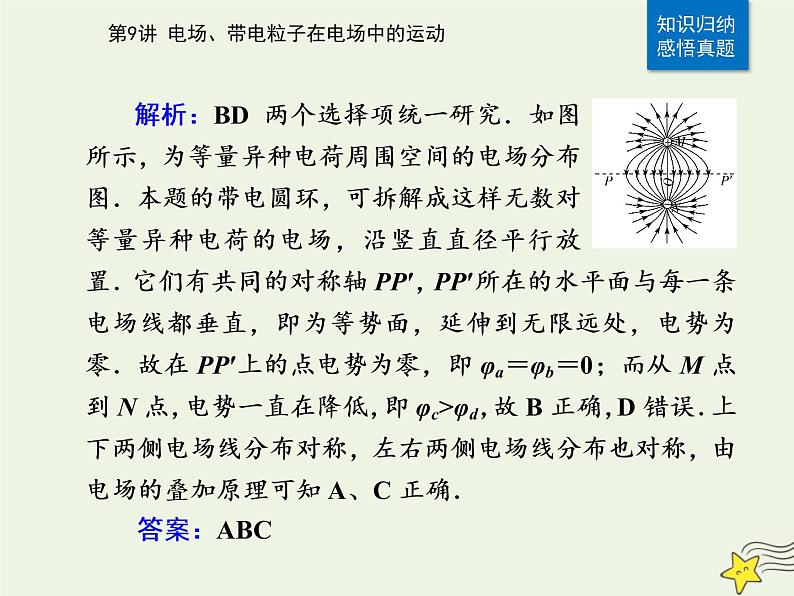 2021年高考物理二轮复习第一部分第9讲电场带电粒子在电场中的运动课件08