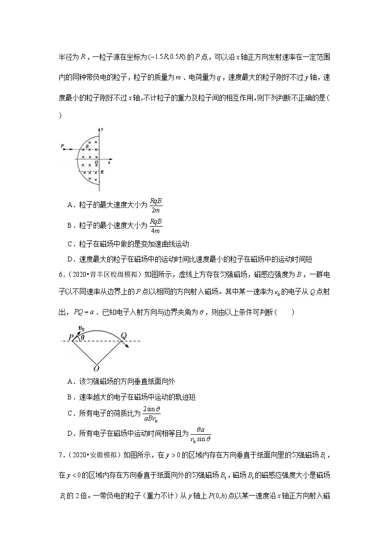 2021年高考物理复习之挑战压轴题（单选题）：带电粒子在磁场中的运动（10题）03