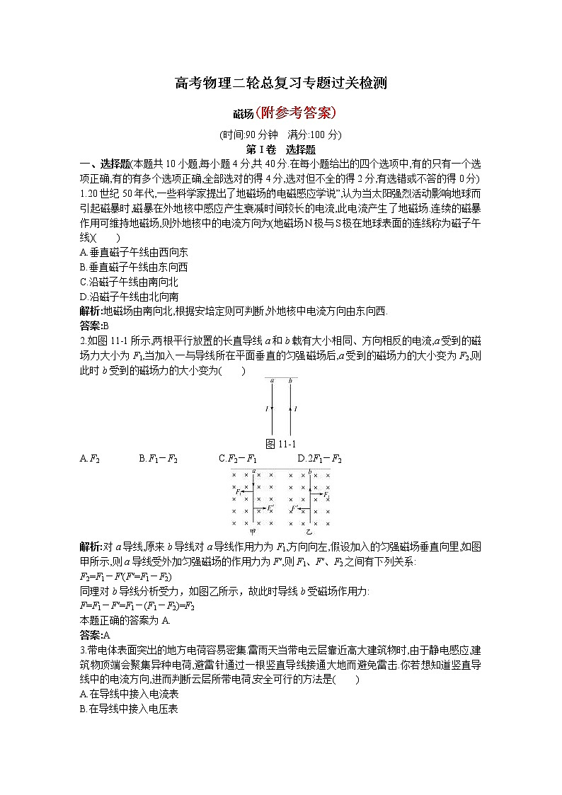 76高考物理二轮总复习专题过关检测--专题：磁场(全部含详细答案解析)7601