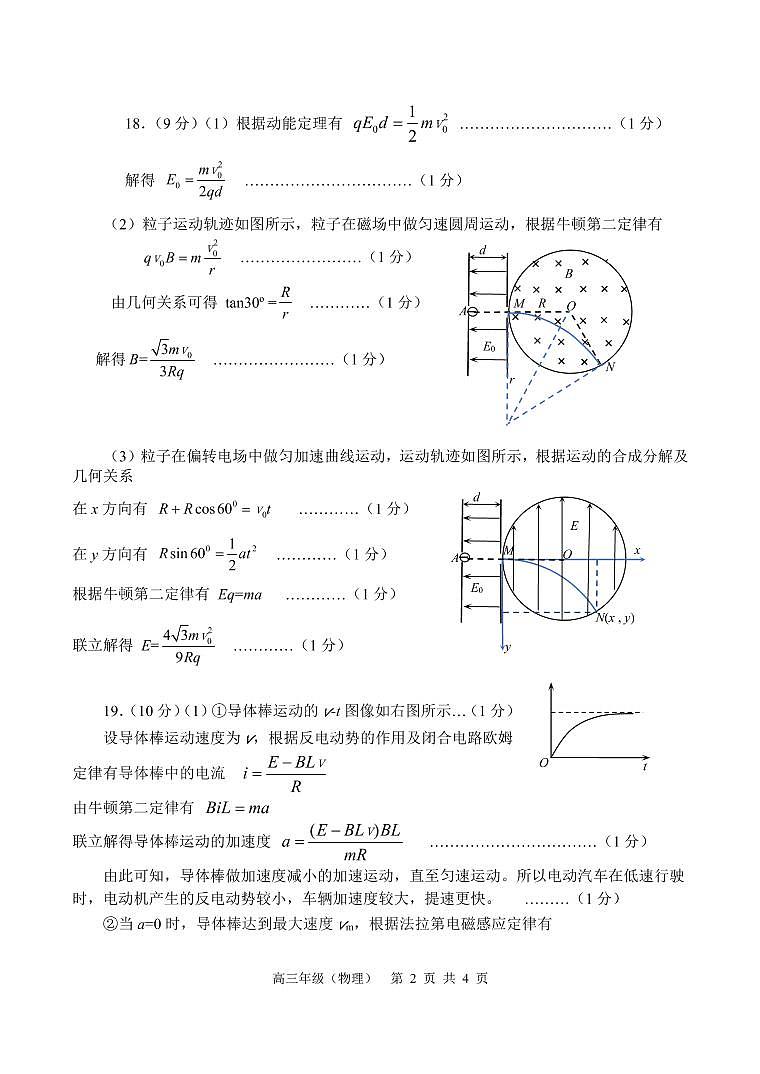 2021年北京市海淀区高三物理一模试卷答案第2页