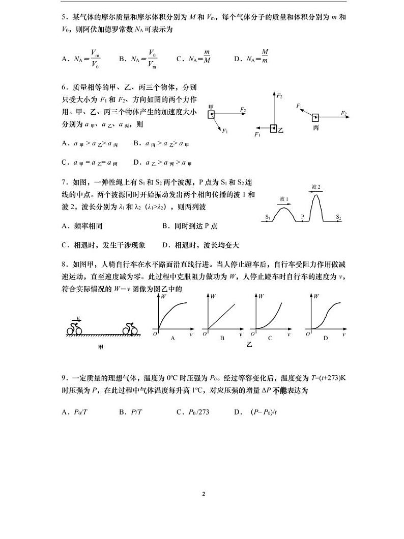 2021届普陀区高考物理二模试卷及答案02