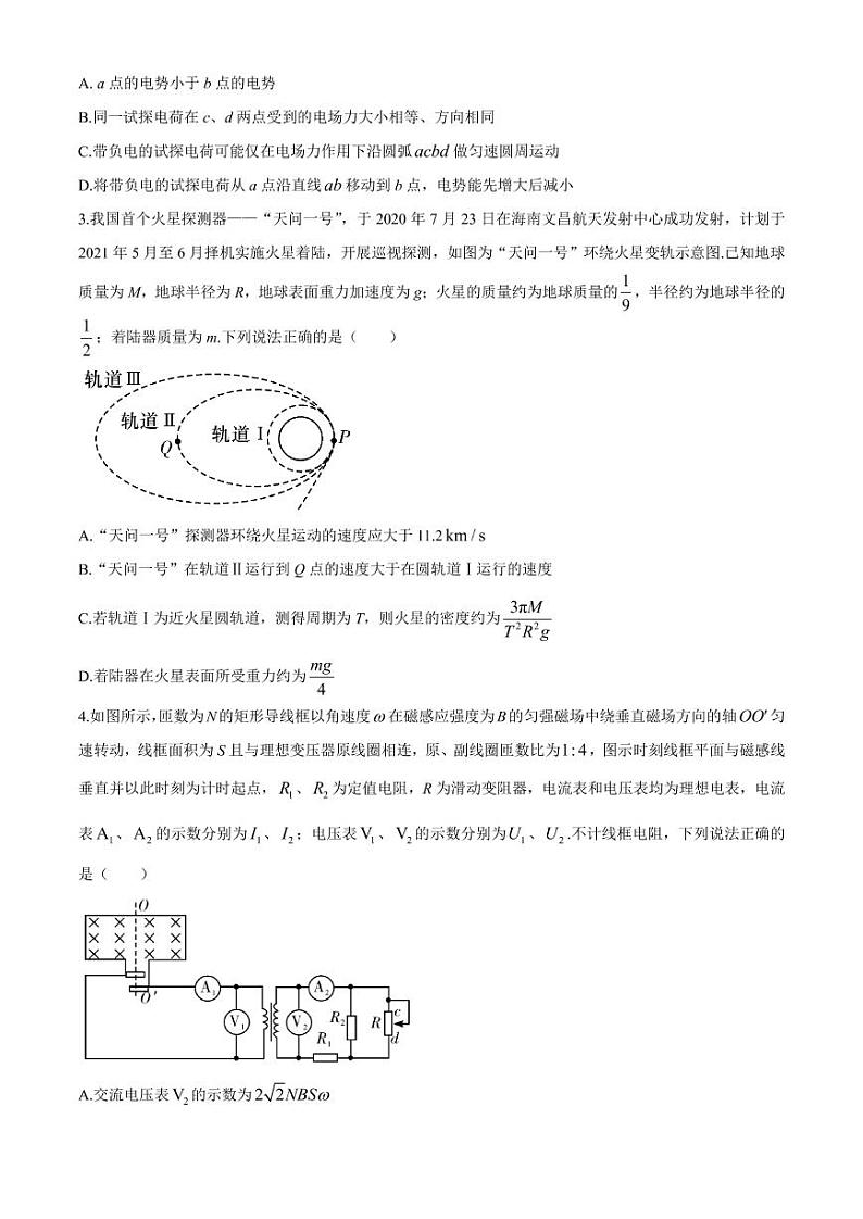 2021届湖南省六校高三下学期4月联考物理考试第2页