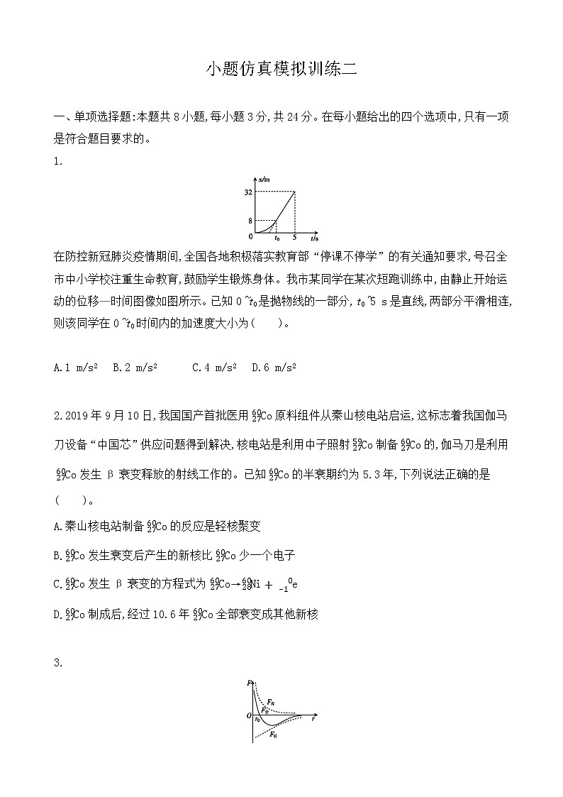 小题仿真模拟训练02-2021届高三物理二轮复习新高考版（含解析）第1页