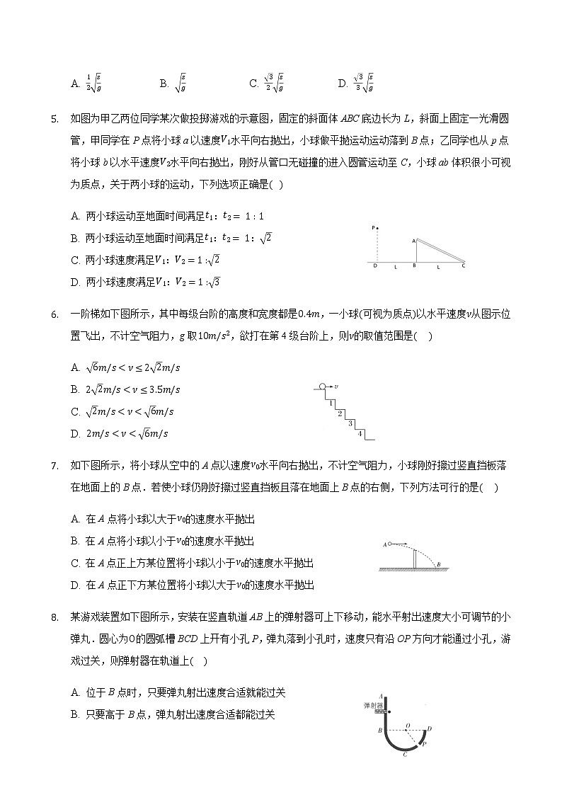 2021届高三物理二轮复习常考模型微专题复习—平抛运动的临界问题专题（含解析）第2页