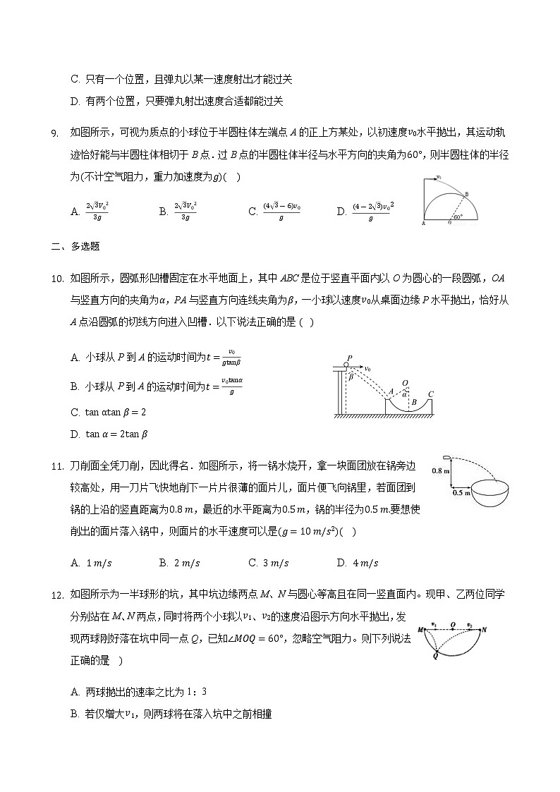 2021届高三物理二轮复习常考模型微专题复习—平抛运动的临界问题专题（含解析）第3页