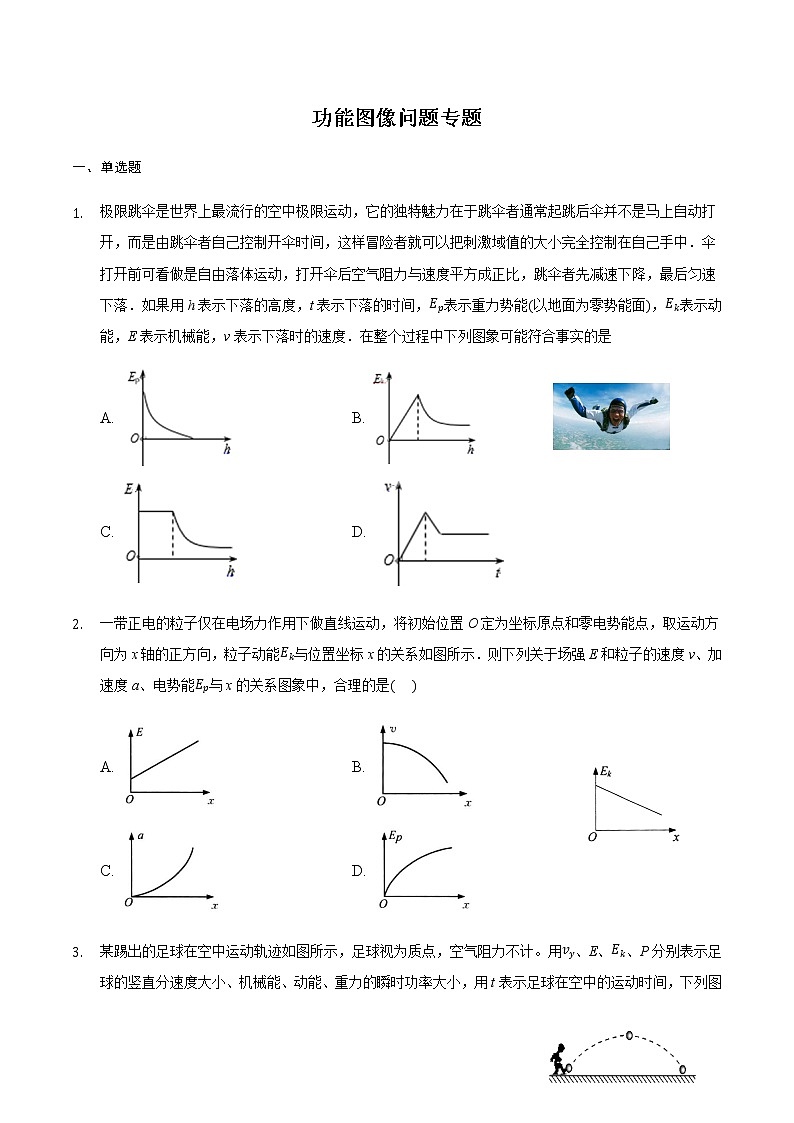 2021届高三物理二轮复习常考模型微专题复习-功能图像问题专题（含解析）第1页
