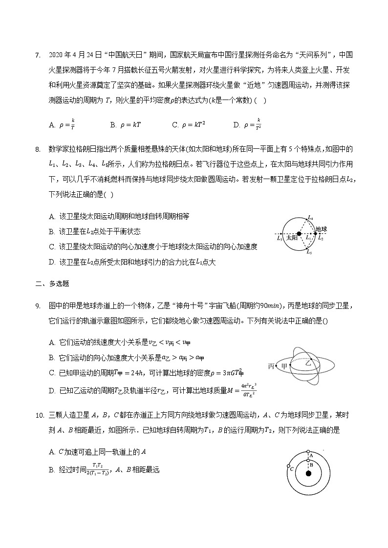 2021届高三物理二轮复习常考模型微专题复习—人造卫星专题（含解析）第3页