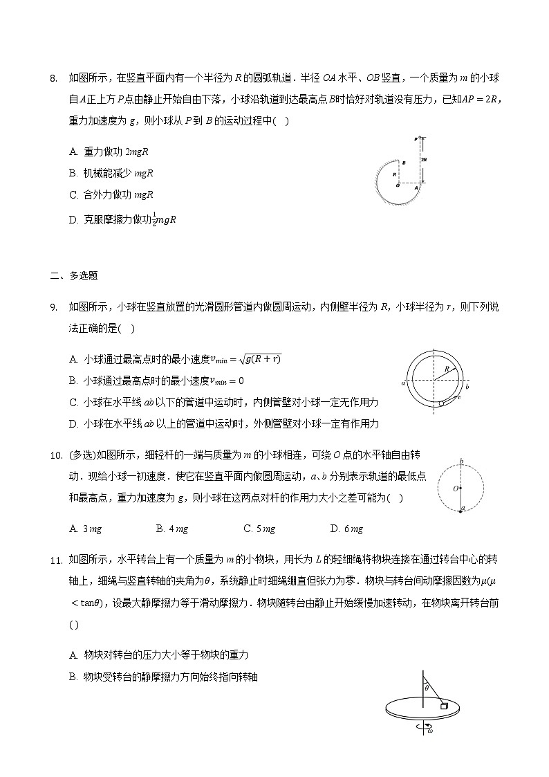2021届高三物理二轮复习常考模型微专题复习—圆周运动的临界问题专题（含解析）第3页