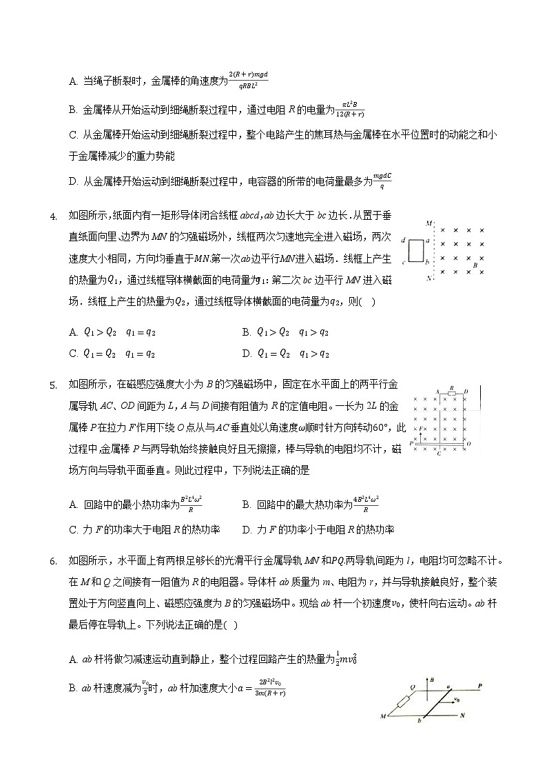 附件上2021届高考物理二轮复习常考模型微专题复习-电磁感应中功能关系专题02