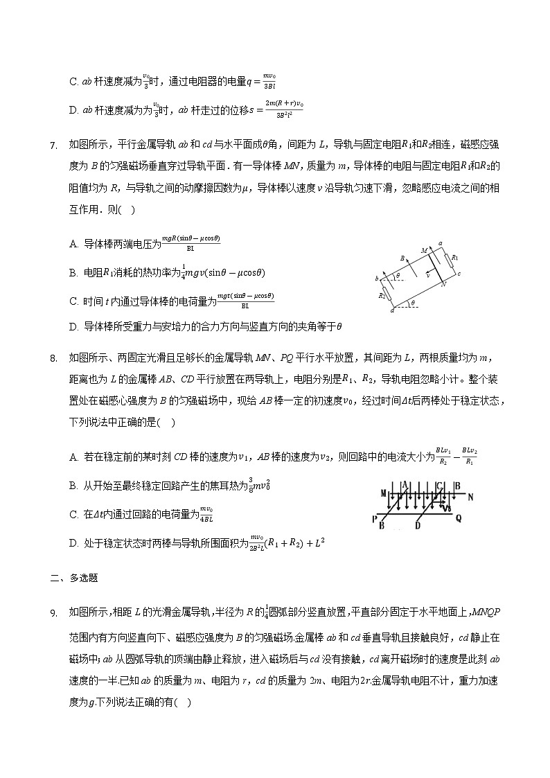 附件上2021届高考物理二轮复习常考模型微专题复习-电磁感应中功能关系专题03