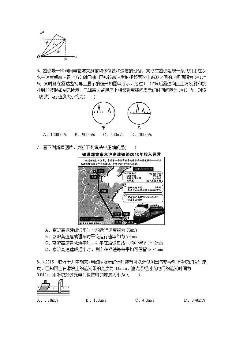 高一物理  运动快慢的描述——速度 巩固练习第2页