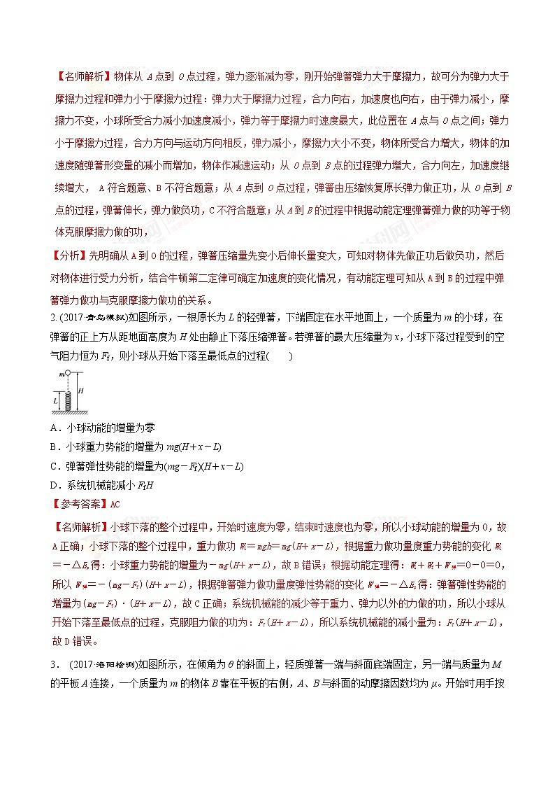 高考物理二轮考点精练专题6.5《与弹簧相关的能量问题》（含答案解析）第2页