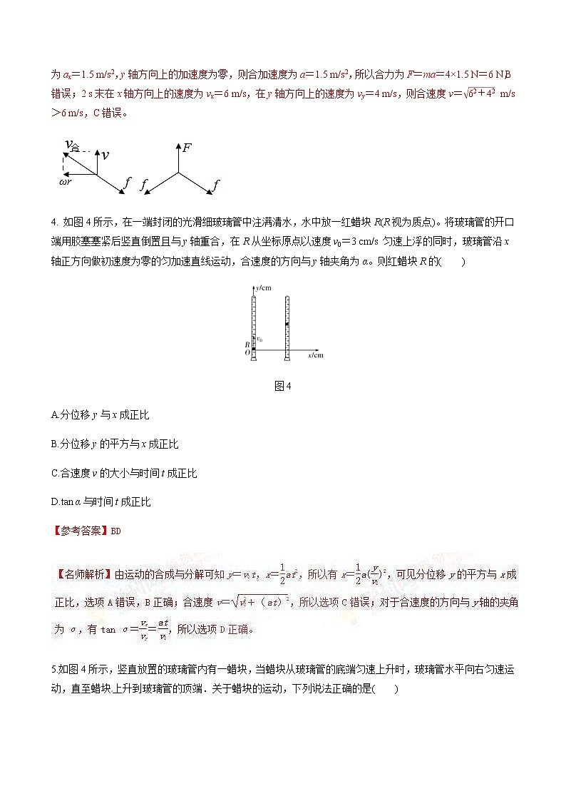 高考物理二轮考点精练专题4.3《运动合成和分解》（含答案解析）第3页