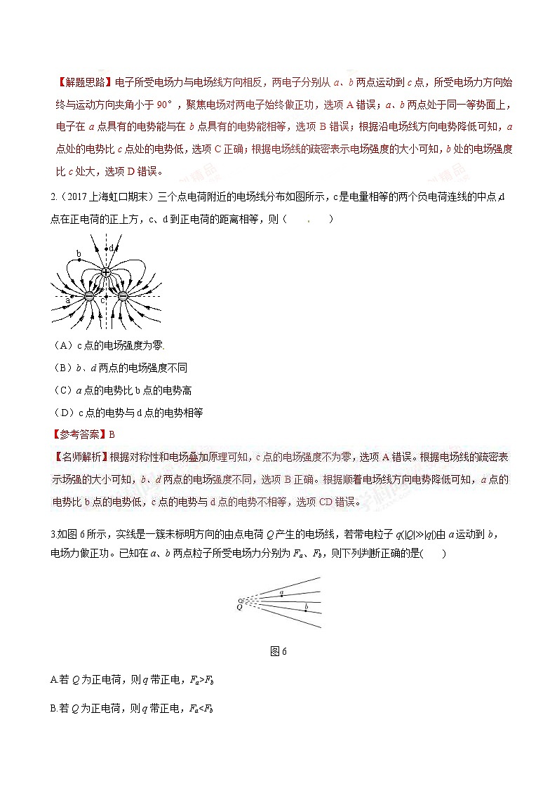 高考物理二轮考点精练专题7.3《电场线》（含答案解析）第2页