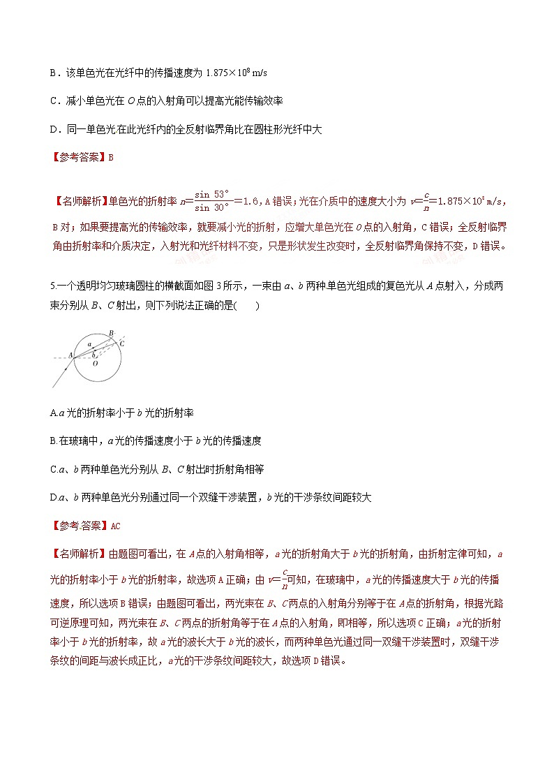 高考物理二轮考点精练专题15.11《光的干涉和衍射、偏振》（含答案解析）03