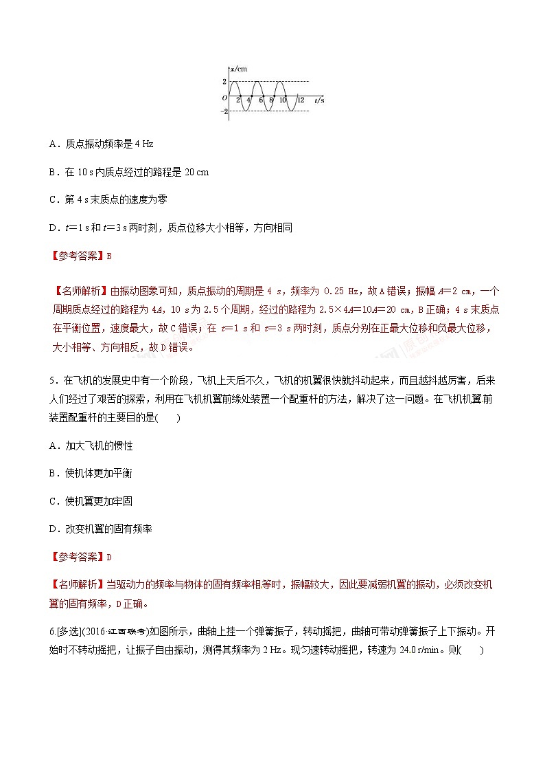 高考物理二轮考点精练专题15.1《机械振动》（含答案解析）第3页