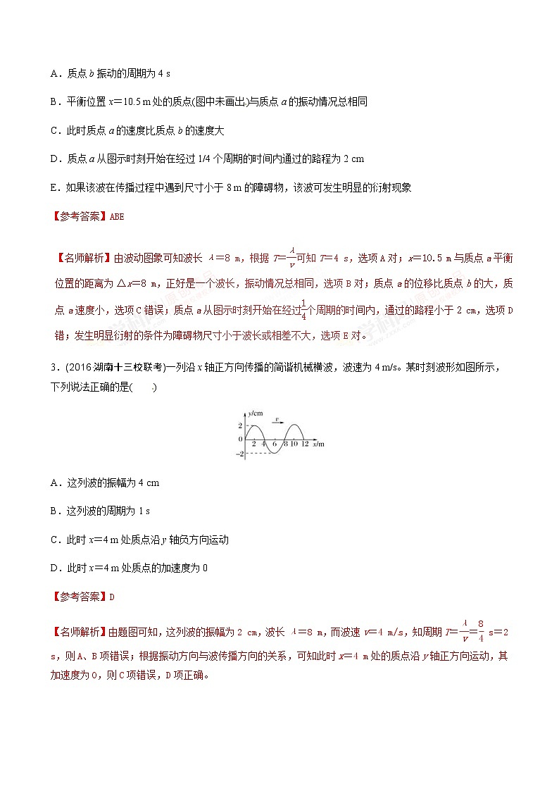 高考物理二轮考点精练专题15.3《机械波》（含答案解析）02