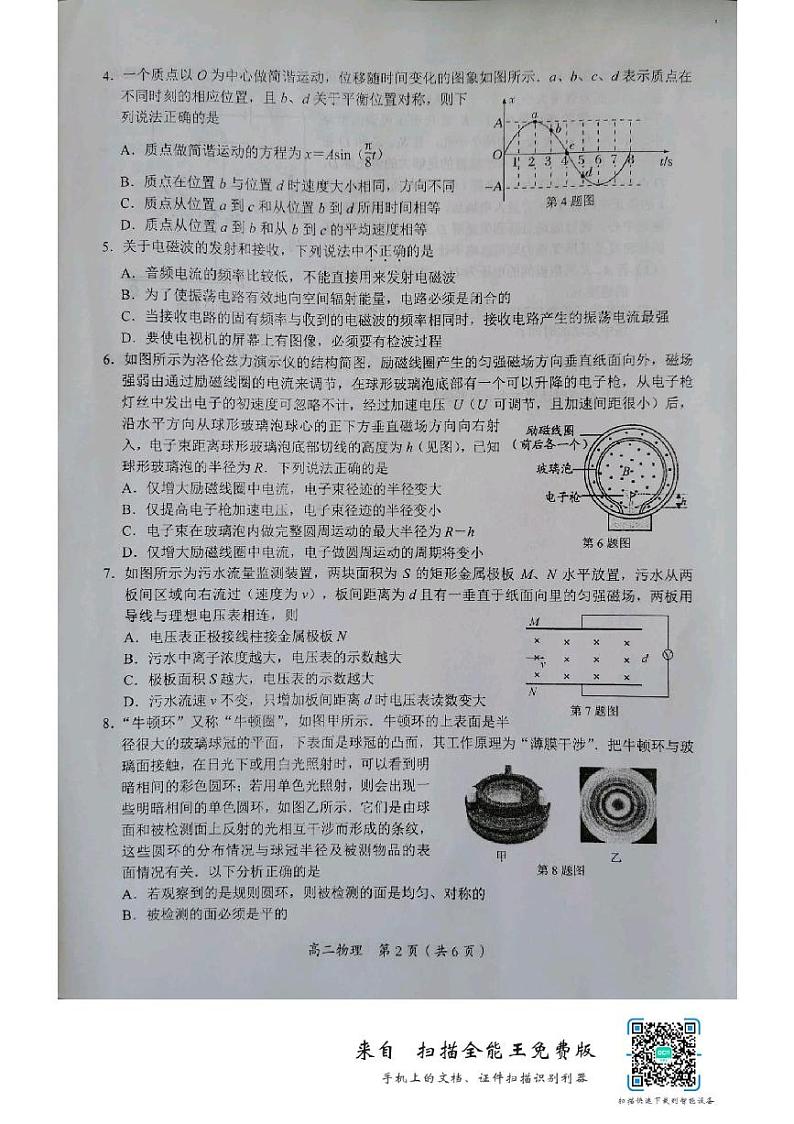 江苏省南通市如东县2020-2021学年高二上学期期末考试物理试题（图片版）02