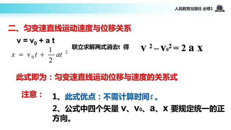 【教学课件】《匀变速直线运动的速度与位移的关系》（物理人教必修1）第4页