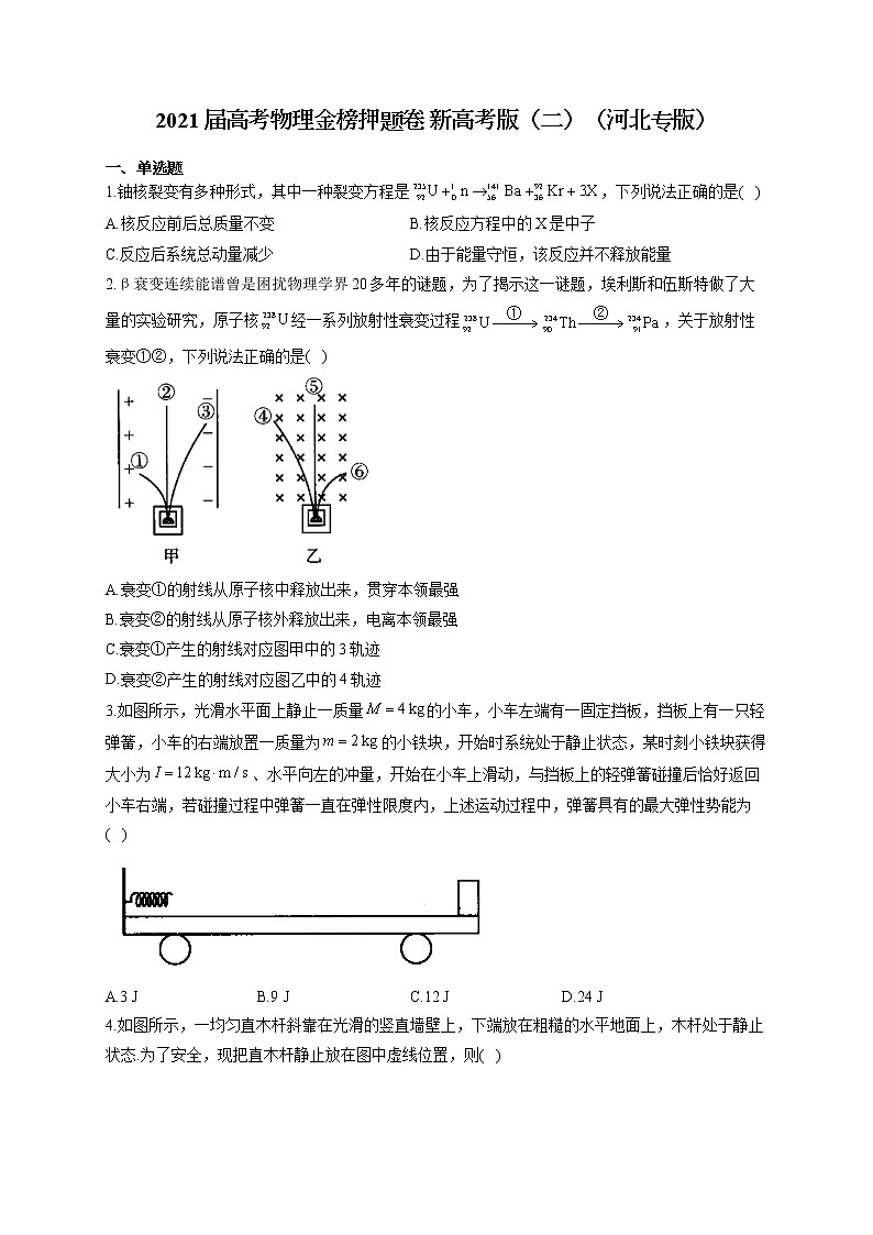2021届高考物理金榜押题卷 新高考版（二）（河北专版）01