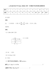 山东省实验中学2021届高三下学期4月第一次模拟考试（一模）物理试题+答案