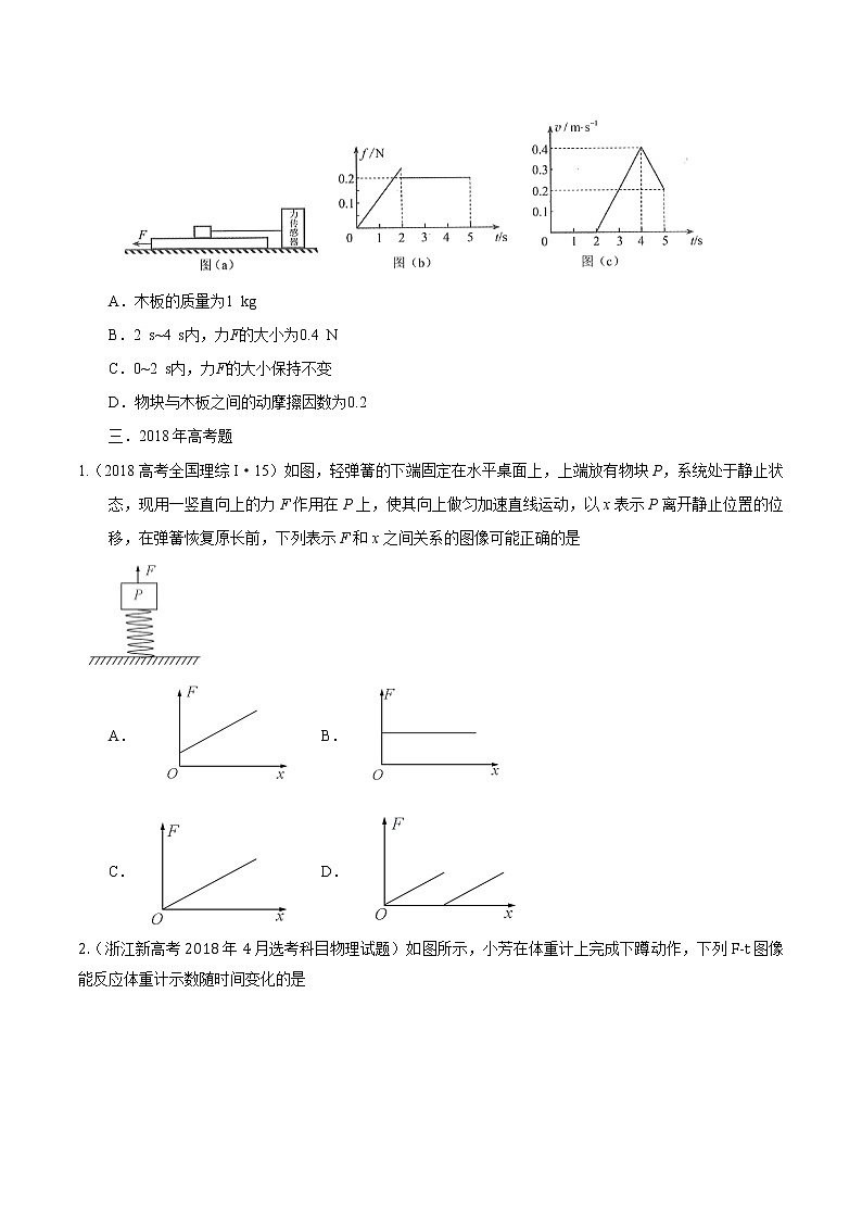 高考物理（15-20年）六年试题分类汇编  专题05 牛顿运动定律02
