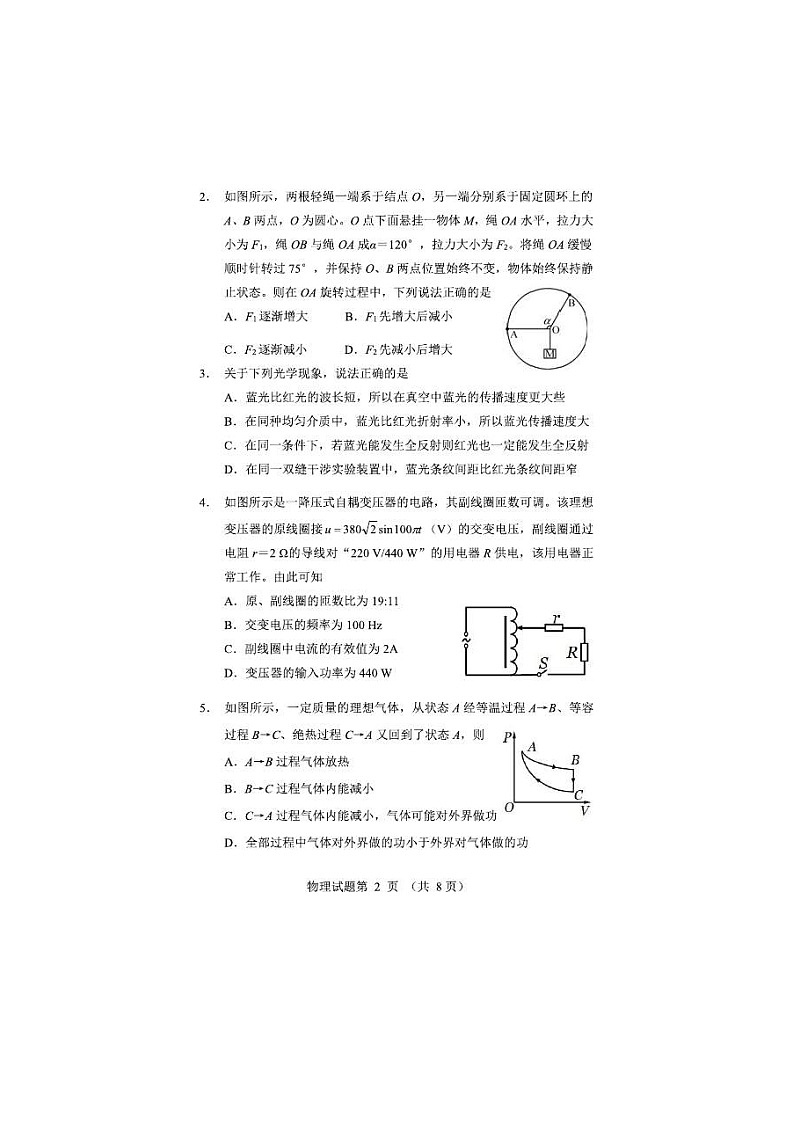 辽宁省丹东市2021届高三下学期5月总复习质量测试（二）物理（含答案）第2页