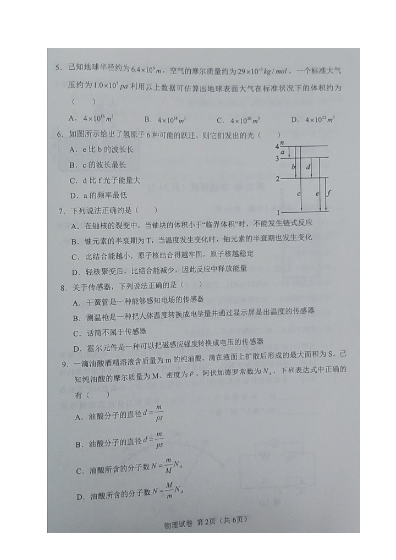辽宁省沈阳市郊联体2020-2021学年高二下学期期中考试物理试题+答案（扫描版）02