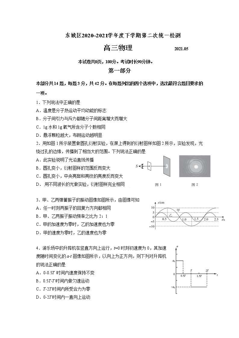 北京市东城区2021届高三年级二模考试物理试题及答案01