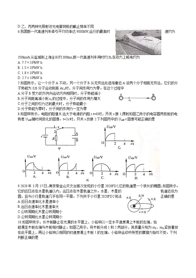 江苏省盐城市2021届高三年级第三次模拟考试 物理（含答案）02