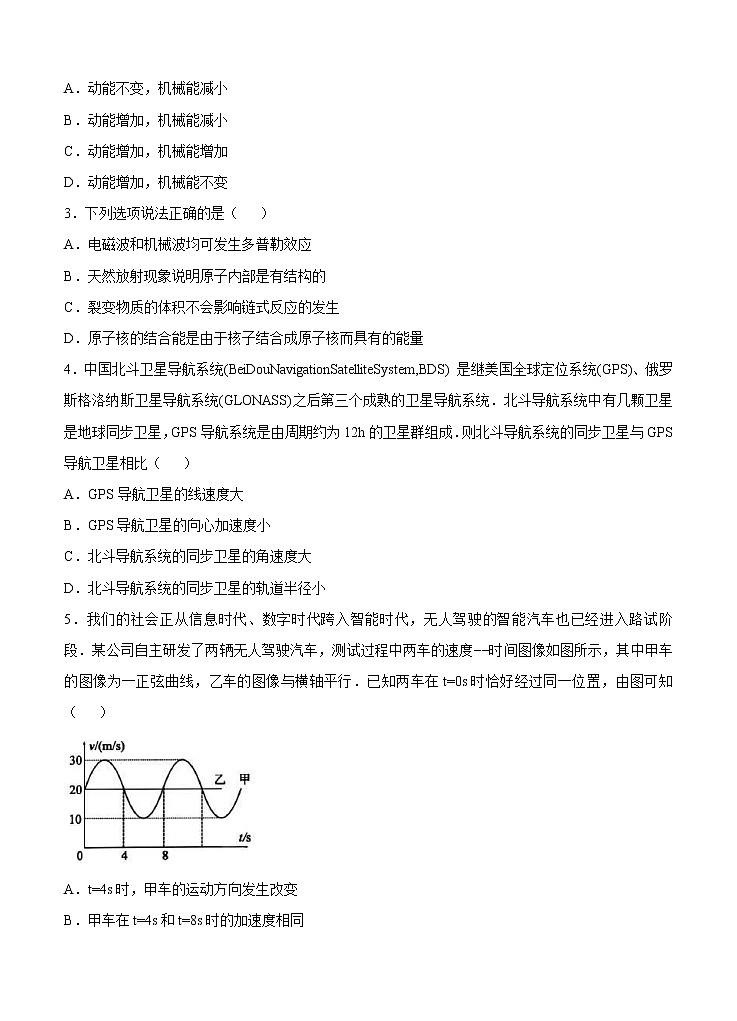 浙江省山水联盟2021届高三下学期4月联考 物理（含答案） 试卷02